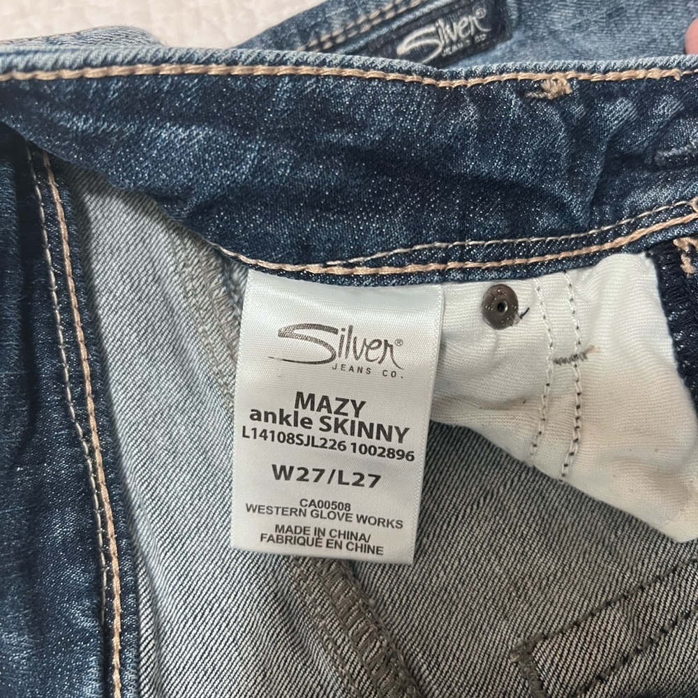 Silver ankle skinny jeans